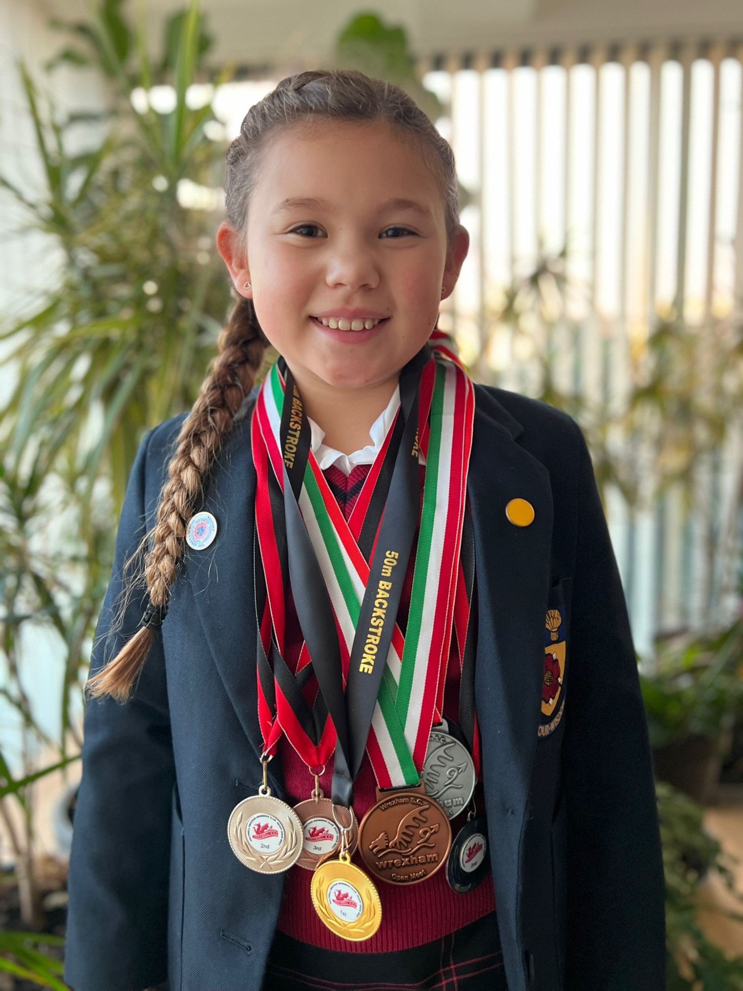 Amber wearing her medals