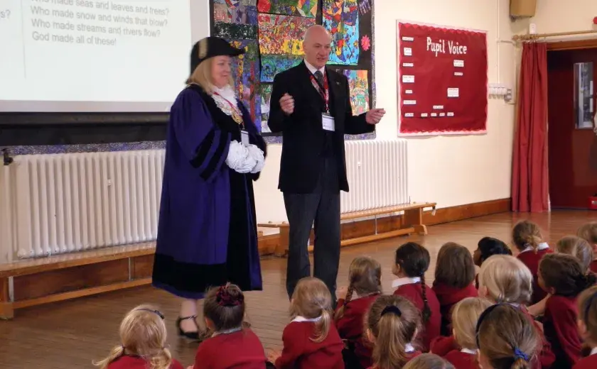 The Sheriff of Chester talking to Lower School girls