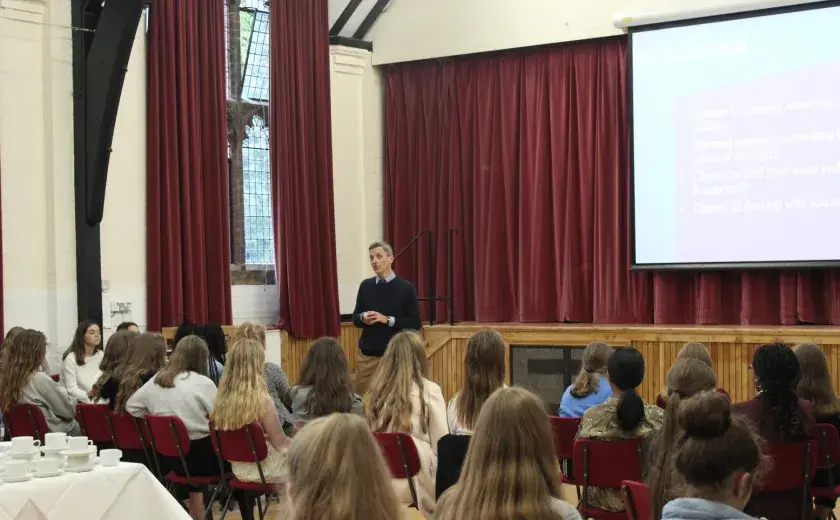 Year 11 students afternoon tea and presentation from Head of Sixth Form