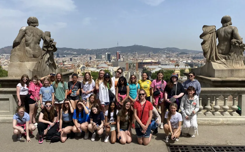 Year 8 and 9 Barcelona trip group photo