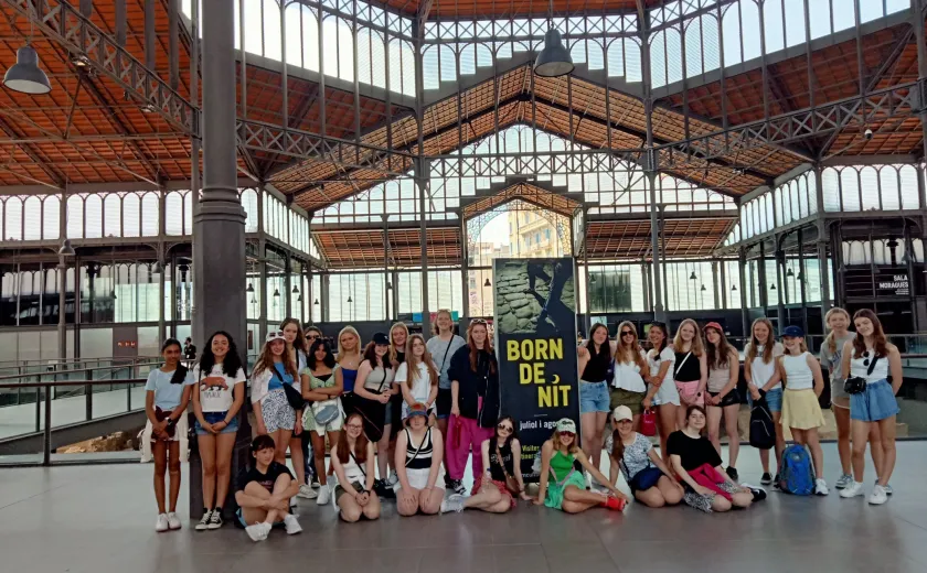 Year 8 and 9 Barcelona trip group photo