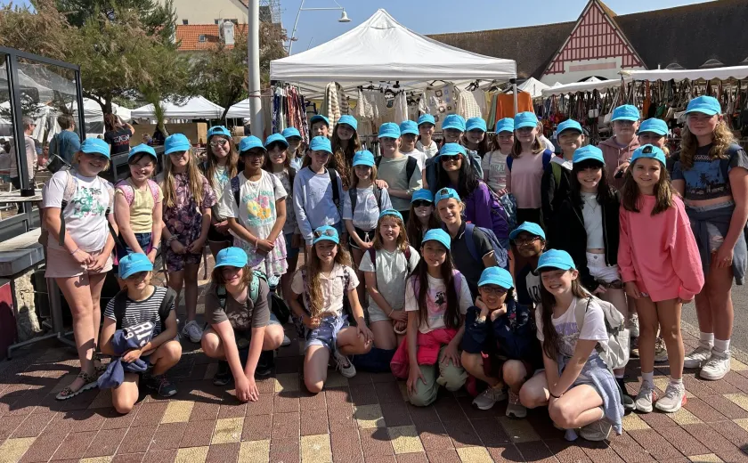 Year 6 girls at Le Touquet market