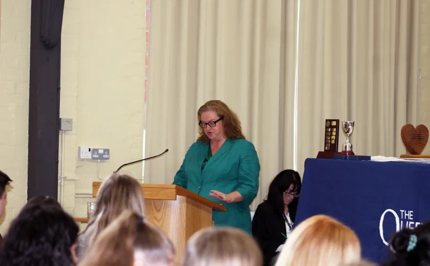 Chairman Caroline Mosley giving a speech at the ceremony